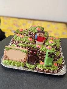 マインクラフトのフィールド風立体ケーキ