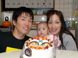 家族 似顔絵　ケーキ