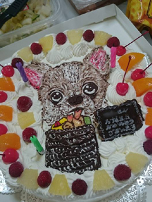 犬の似顔絵ケーキ