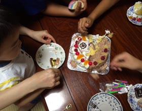 マスコット付きキャラケーキ、ハーフ＆ハーフケーキ、喜寿のお祝い