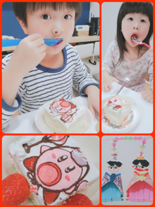 子供たちも大喜びでした カービィケーキ ひな祭りver 最短3日で美味しい生ケーキをお届け キャラクターケーキ通販のキャラケーキ Com