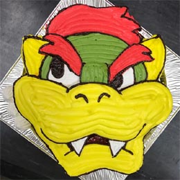 ボスキャラ、クッパの顔型立体キャラクターケーキ