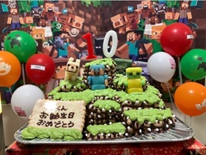 マインクラフトのフィールド風立体ケーキ