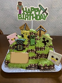 マインクラフトのフィールド風立体ケーキ