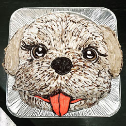 犬の顔型立体ケーキ