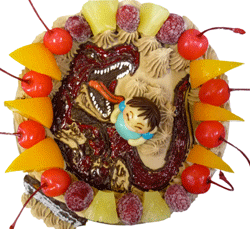 マスコット付き恐竜キャラクターケーキ